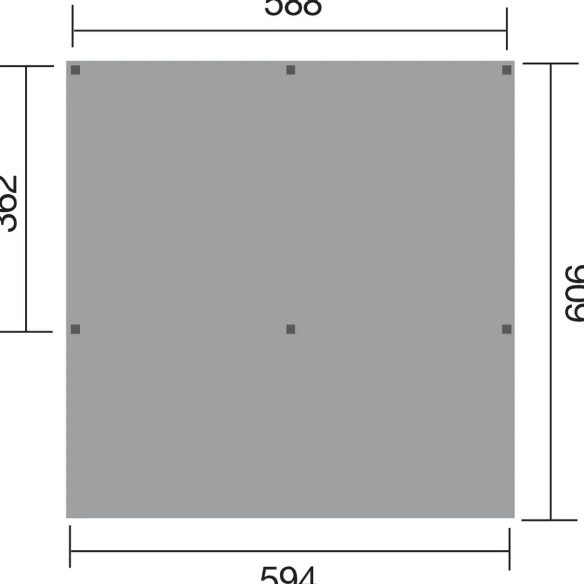 Weka Y-Doppelcarport 612 ohne Dacheindeckung, ca. B592/H250/T606 cm