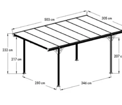 Westmann Aluminium-Carport Helsinki, ca. B305/H232/T503 cm
