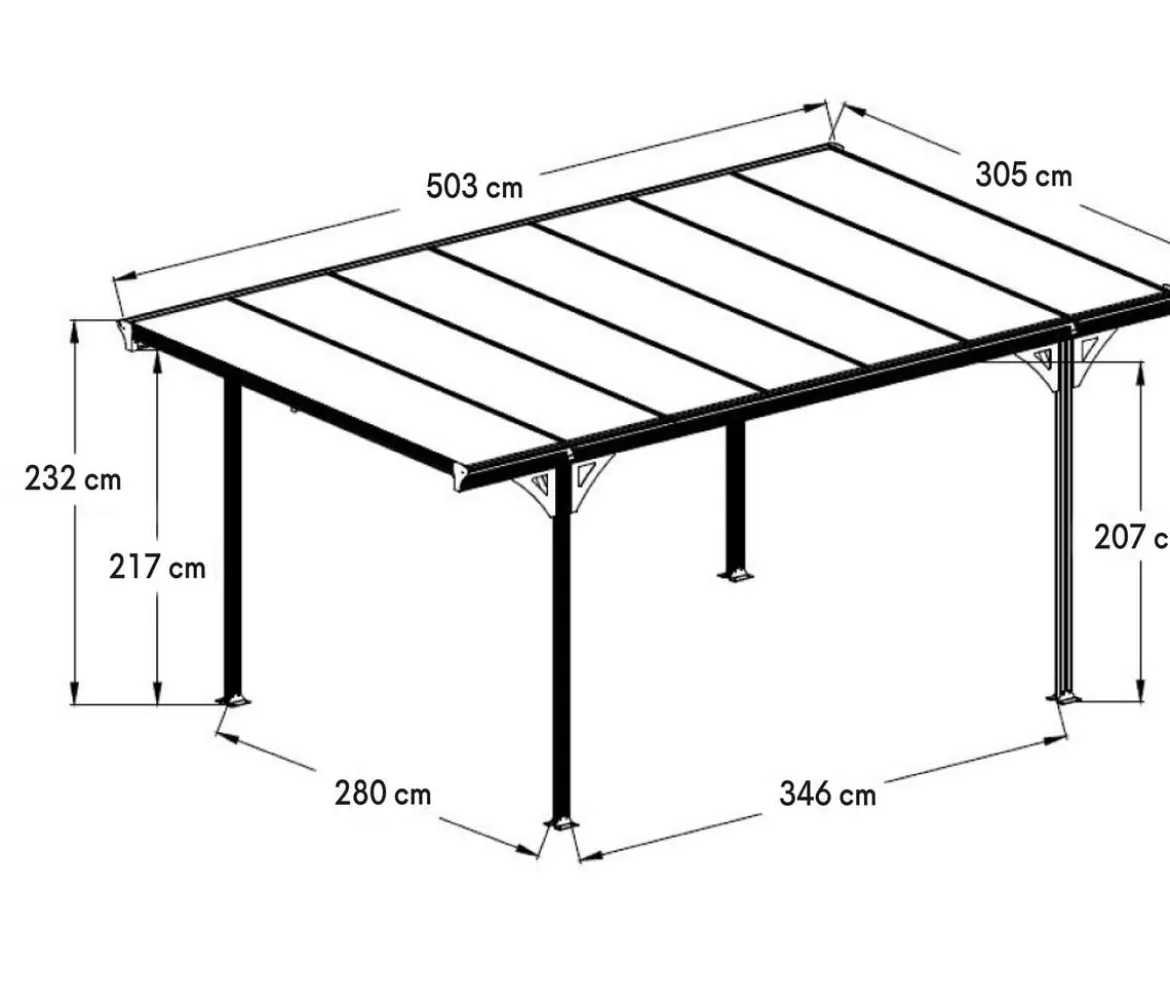 Westmann Aluminium-Carport Helsinki, ca. B305/H232/T503 cm