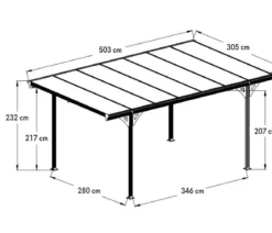 Westmann Aluminium-Carport Helsinki, ca. B305/H232/T503 cm