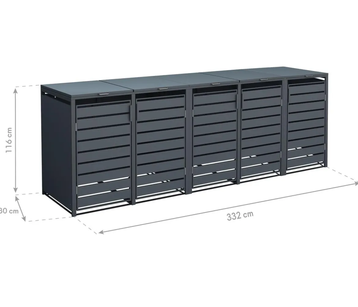 Westmann Mülltonnenverkleidung Kubus 5er Box, ca. B332/H116/T80 cm