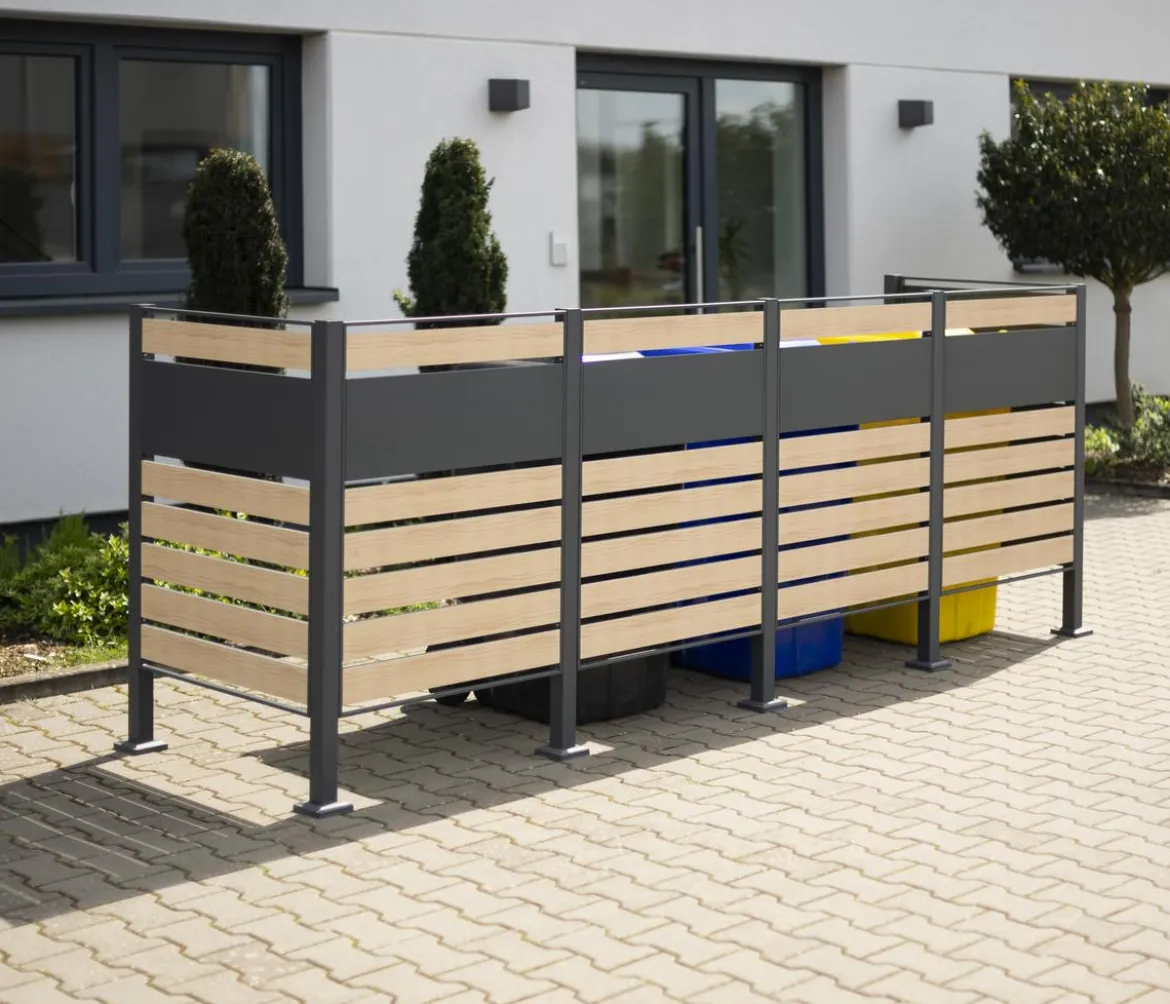 Westmann Mülltonnenverkleidung Planum 4er Box, ca. B330/H120/T90 cm