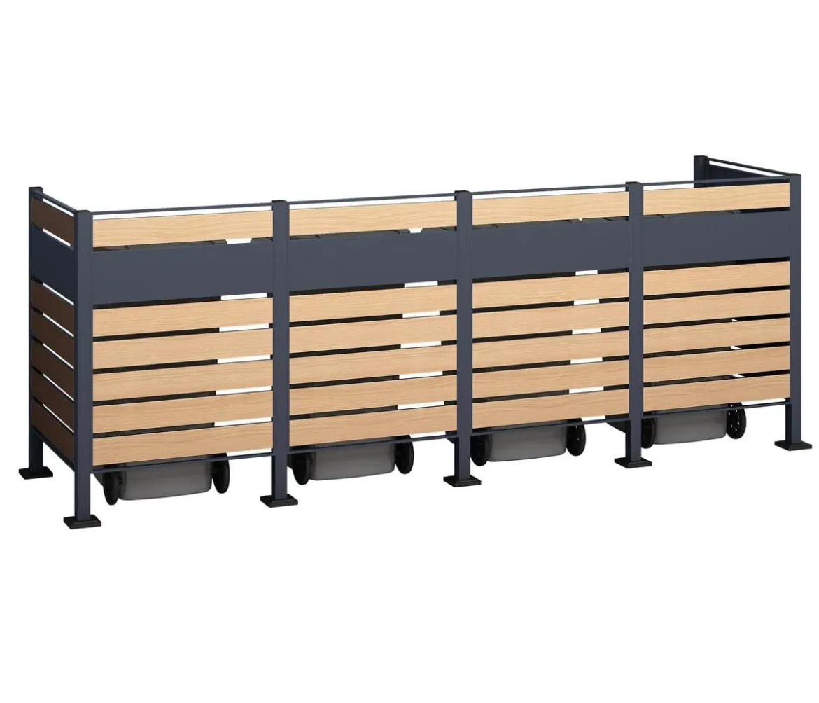 Westmann Mülltonnenverkleidung Planum 4er Box, ca. B330/H120/T90 cm