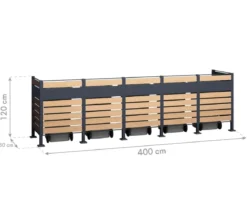 Westmann Mülltonnenverkleidung Planum 5er Box, ca. B410/H120/T90 cm