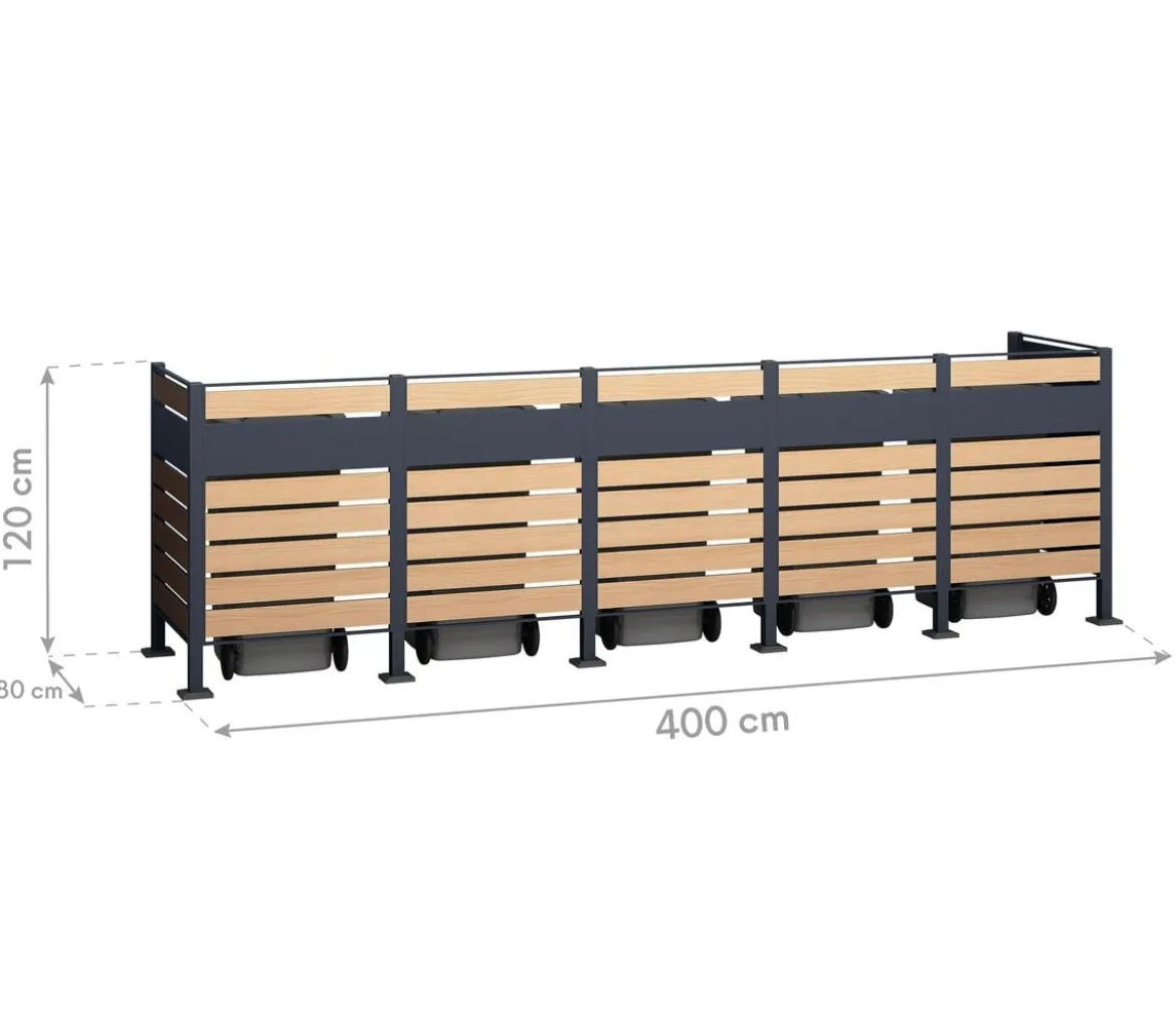 Westmann Mülltonnenverkleidung Planum 5er Box, ca. B410/H120/T90 cm