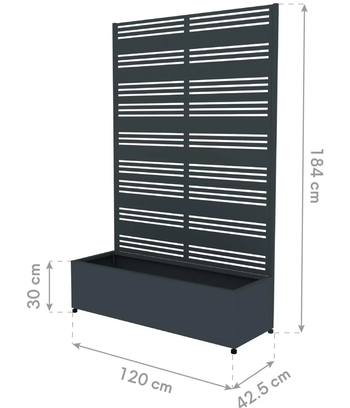 Westmann Stahl-Pflanzkasten mit Rankgitter Dekora 2, rechteckig, ca. B120/H184/T42,5 cm