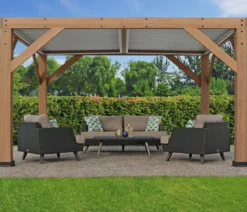 Westmann Zedernholz-Pavillon Karl, mit Lamellendach, ca. B396/H251/T335 cm