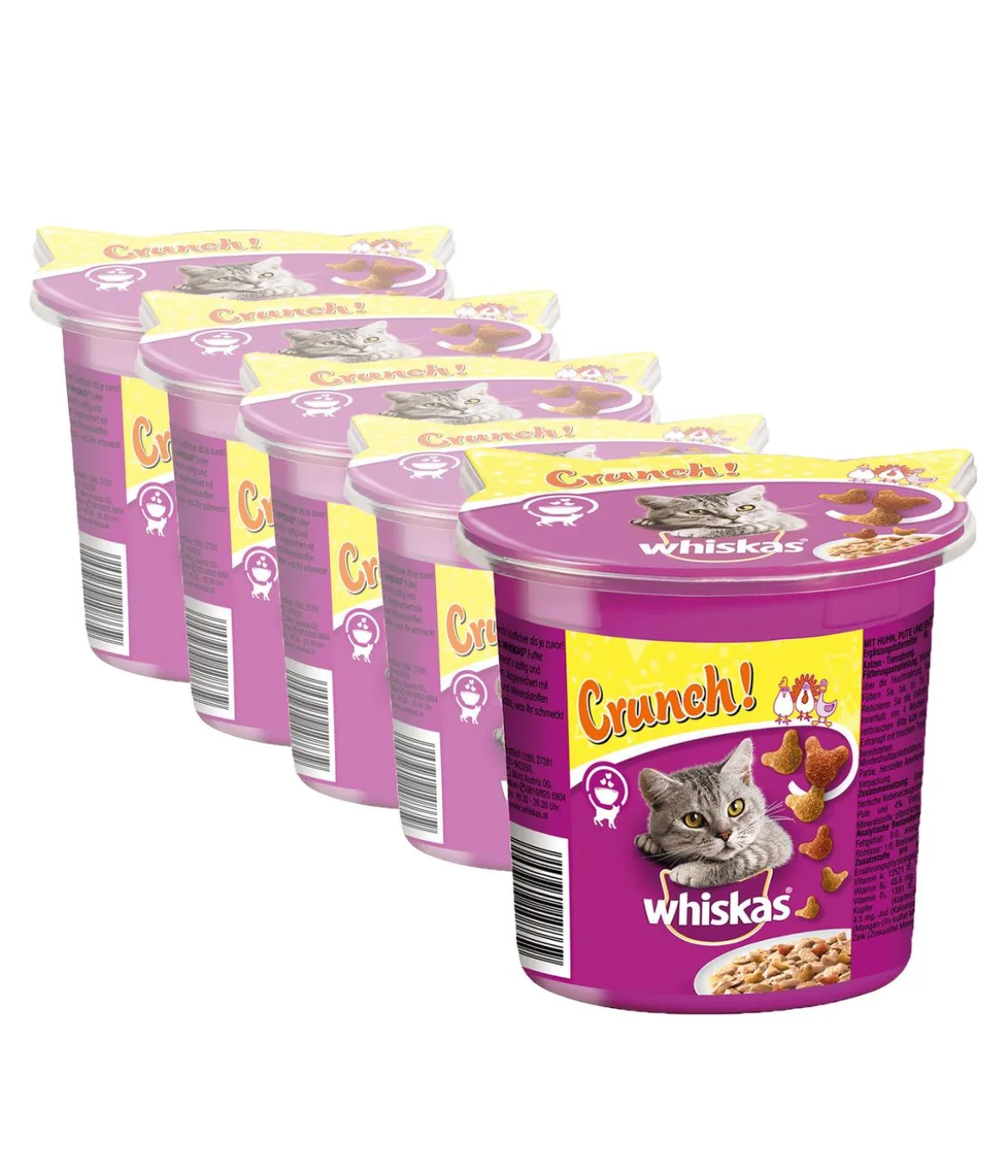 Whiskas® Katzensnack Crunch mit Huhn, Truthahn & Ente, 5 x 100 g
