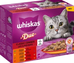 Whiskas® Nassfutter für Katzen Multipack Duo Classic Combos in Sauce, Adult, 12 x 85 g
