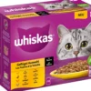 Whiskas® Nassfutter für Katzen Multipack 1+, Geflügel Auswahl in Sauce, Adult, 12 x 85 g