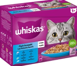 Whiskas® Nassfutter für Katzen Multipack 1+ Fisch in Gelee, Adult, 12 x 85 g