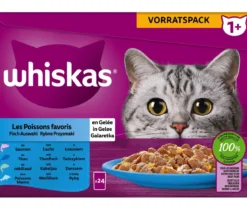 Whiskas® Nassfutter für Katzen Multipack 1+ Fisch in Gelee, Adult, 24 x 85 g