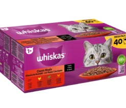 Whiskas® Nassfutter für Katzen 1+ Klassische Auswahl in Sauce, Adult, 40 x 85 g