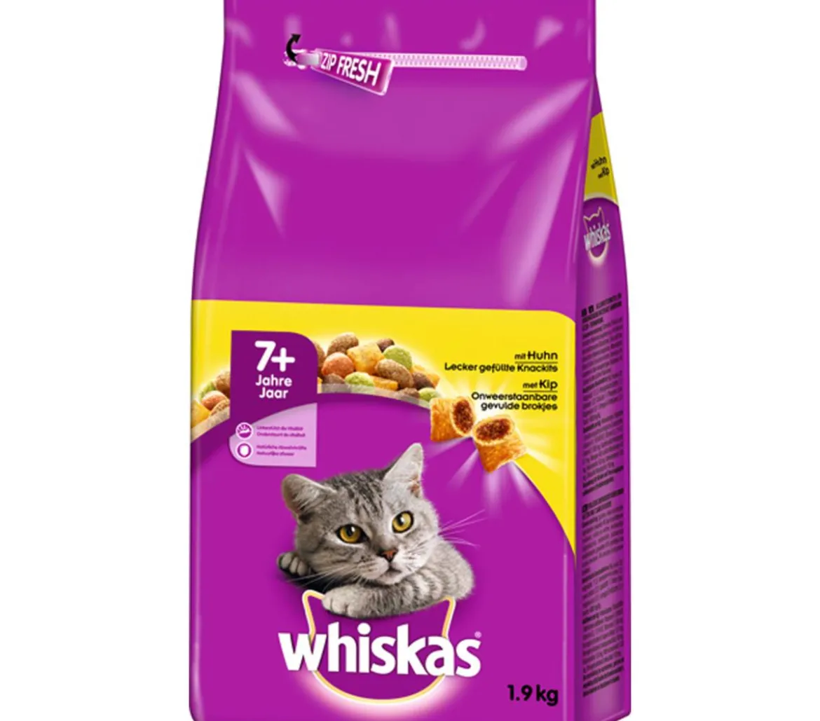 Whiskas® Trockenfutter für Katzen 7+, Huhn, 1,9 kg