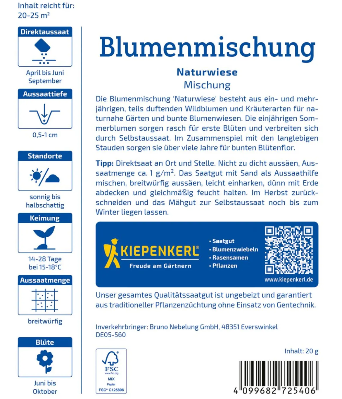 Wildblumen mit Kräutern Mix, Saatgut von Kiepenkerl