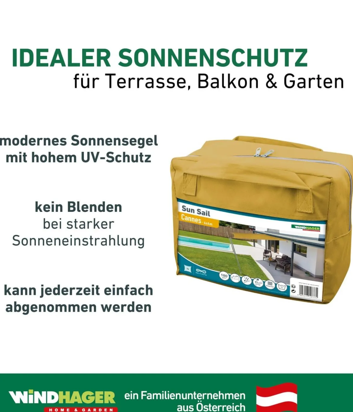 Windhager Sonnensegel Cannes, quadratisch, ca. B400/T400 cm
