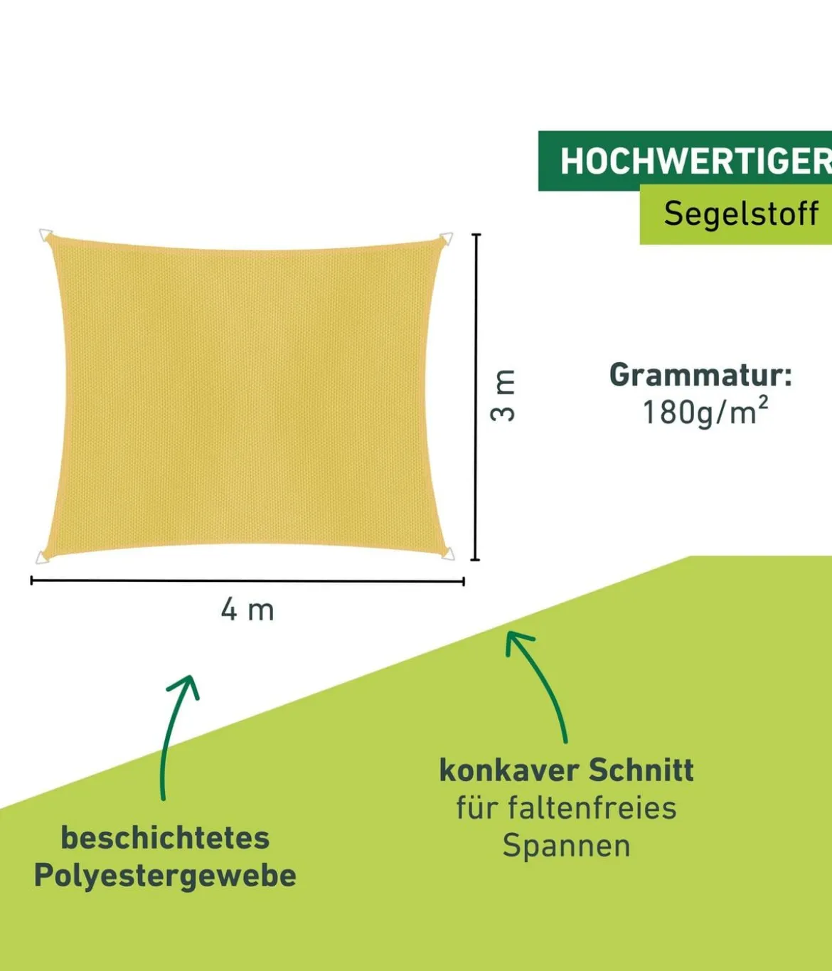 Windhager Sonnensegel Cannes, rechteckig, ca. B400/T300 cm