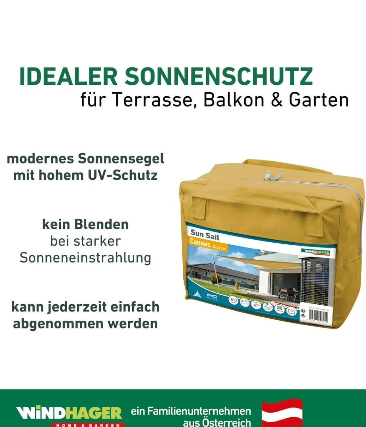 Windhager Sonnensegel Cannes, dreieckig, ca. B500/T500 cm