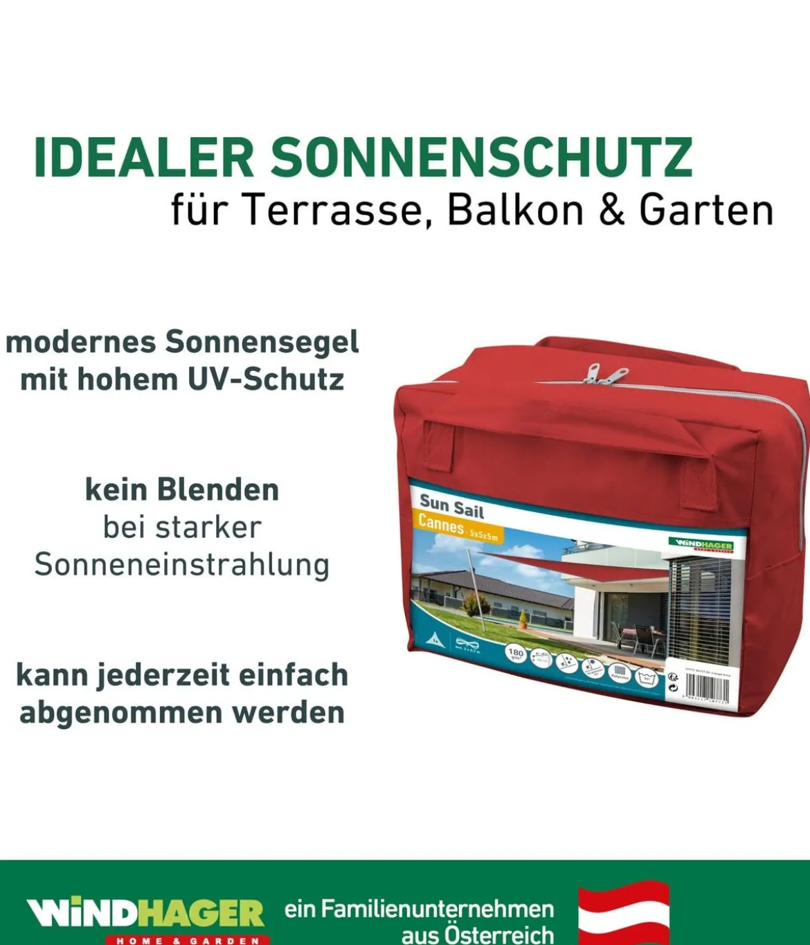 Windhager Sonnensegel Cannes, dreieckig, ca. B500/T500 cm