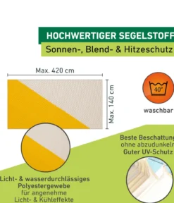 Windhager Sonnensegel, rechteckig, ca. B420/T140 cm