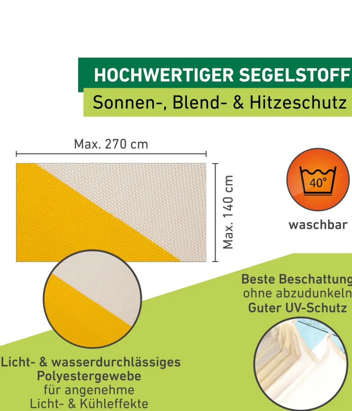 Windhager Sonnensegel, rechteckig,ca. B270/T140cm