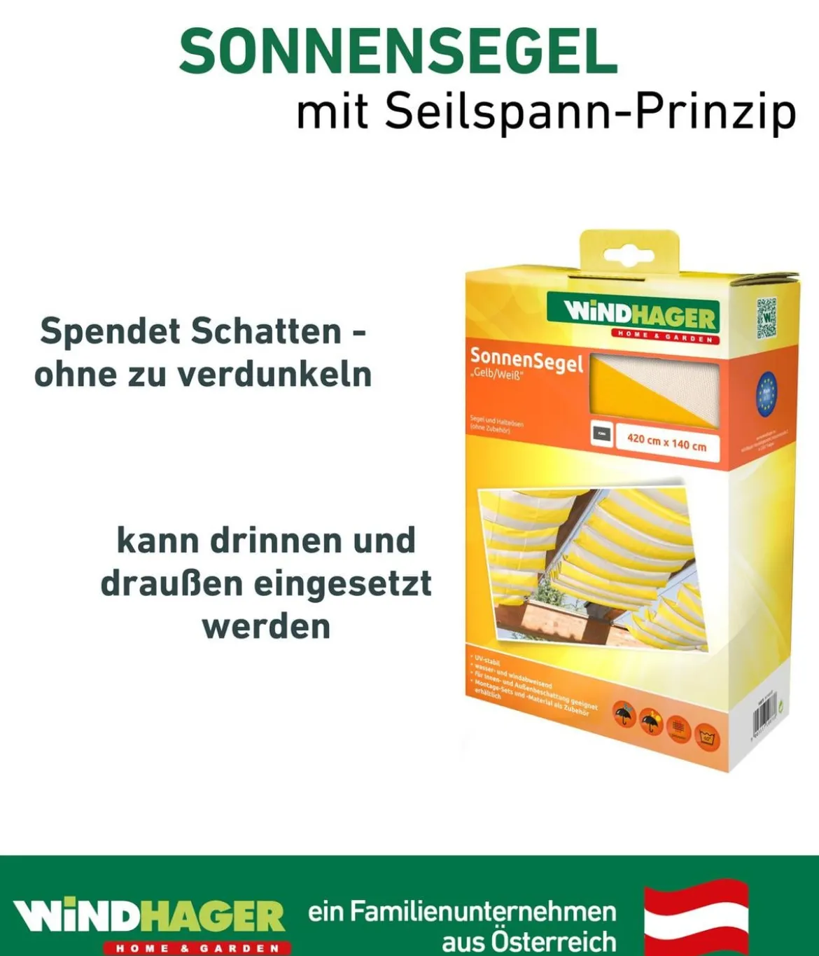 Windhager Sonnensegel, rechteckig,ca. B270/T140cm