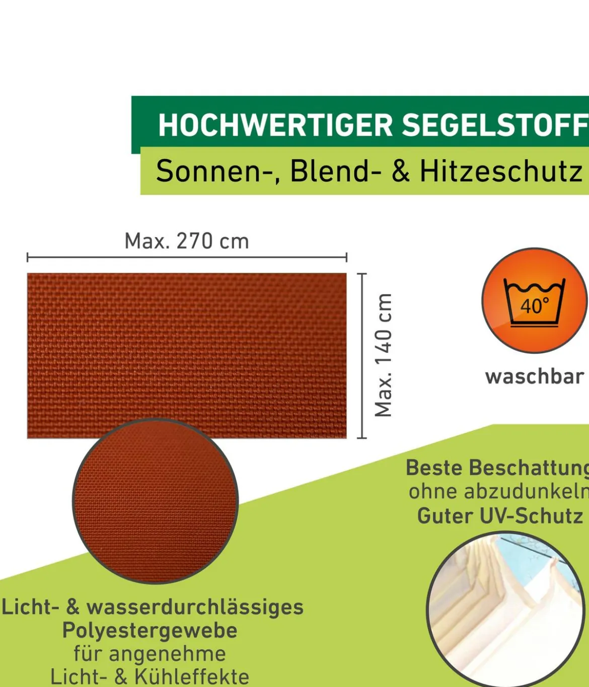 Windhager Sonnensegel, rechteckig,ca. B270/T140cm