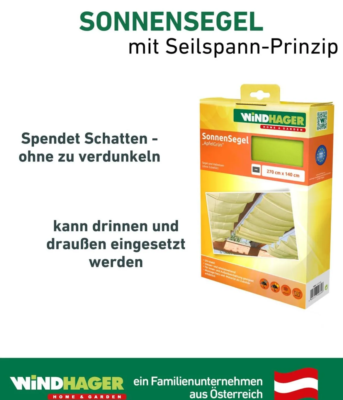 Windhager Sonnensegel, rechteckig,ca. B270/T140cm