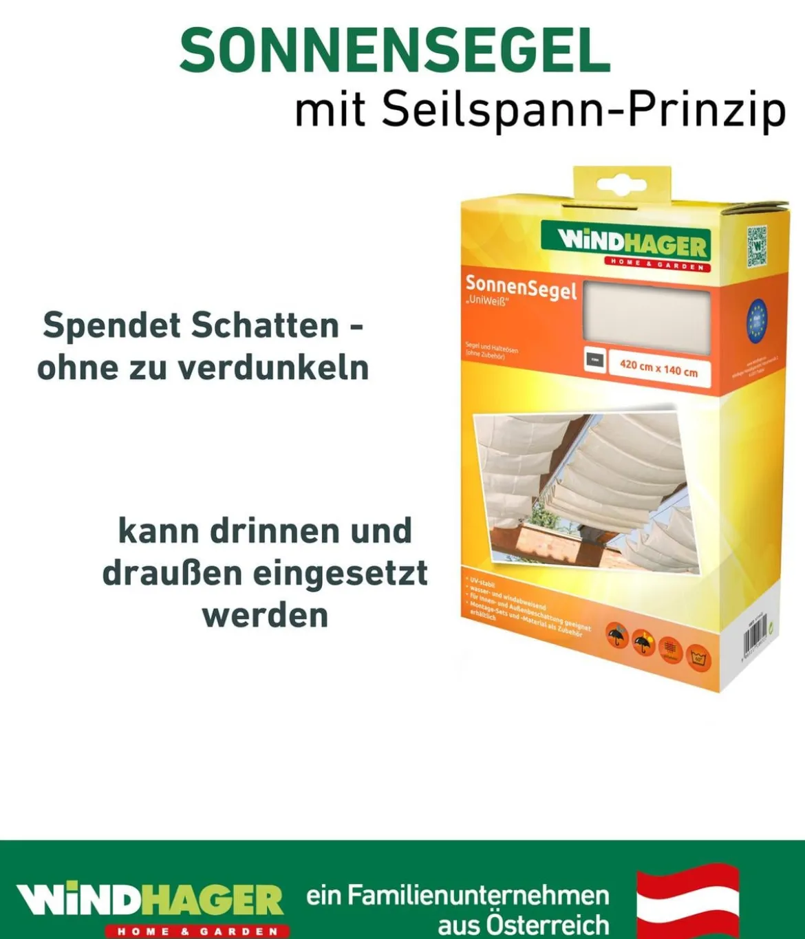 Windhager Sonnensegel, rechteckig,ca. B270/T140cm