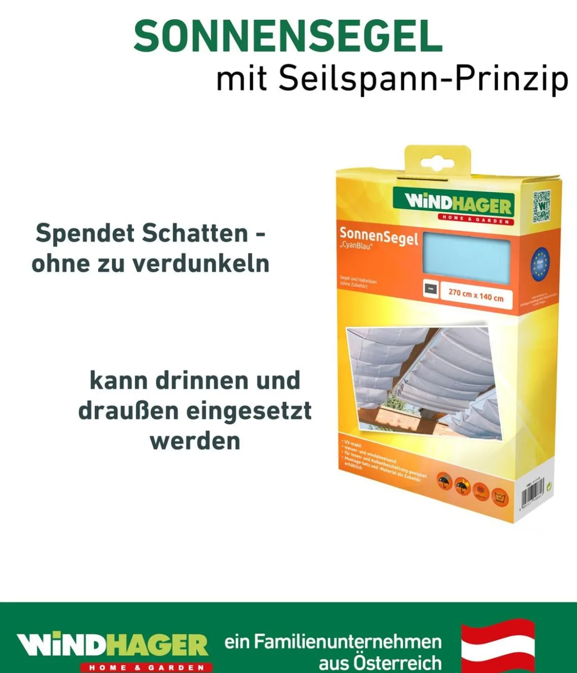 Windhager Sonnensegel, rechteckig,ca. B270/T140cm