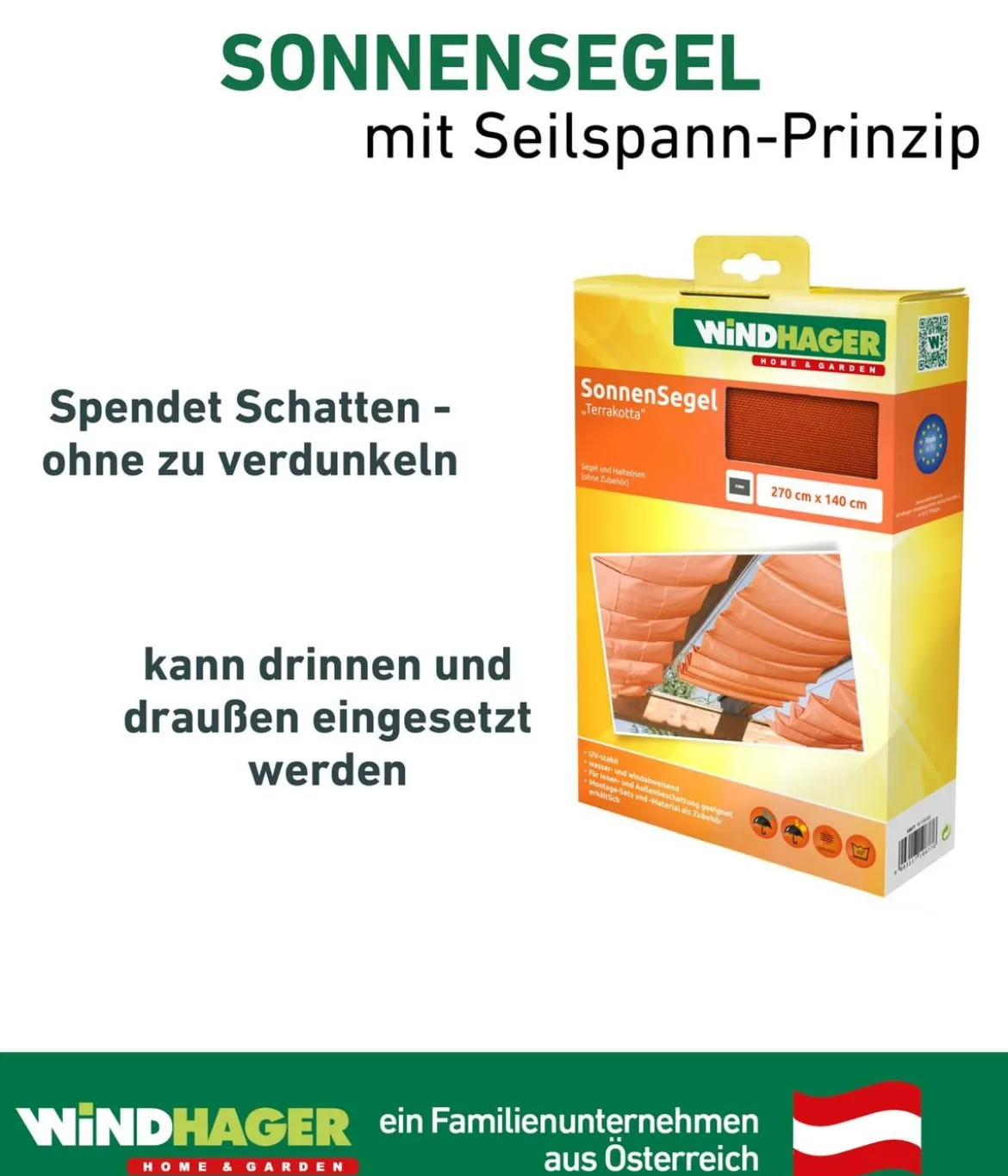 Windhager Sonnensegel, rechteckig,ca. B270/T140cm