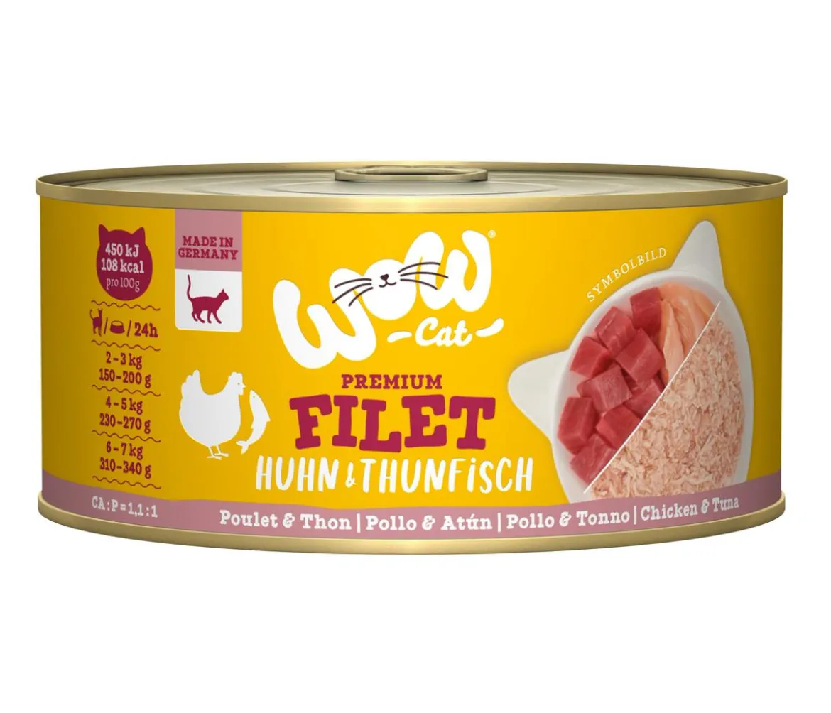 WOW® Cat Nassfutter für Katzen Premium Filets, Adult, 12 x 70 g