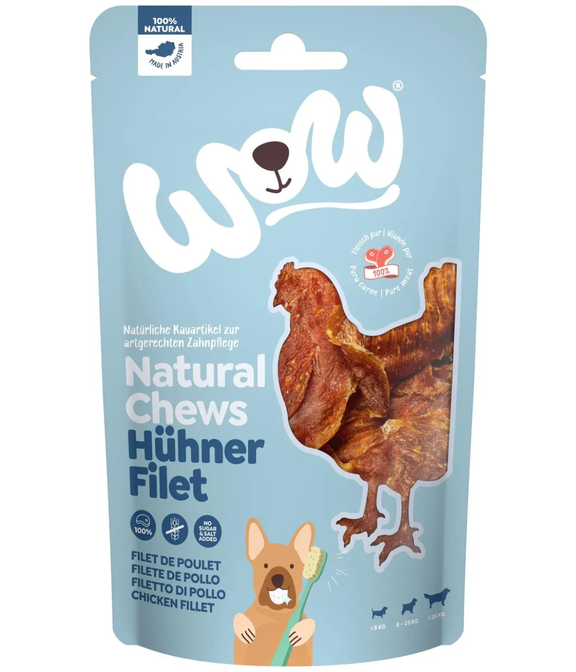WOW® Hundesnack Natural Chews Hühnerfilet, Adult, 250 g