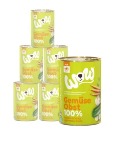 WOW® Nassfutter für Hunde Pur, 100 % Gemüse & Obst, 6 x 400 g