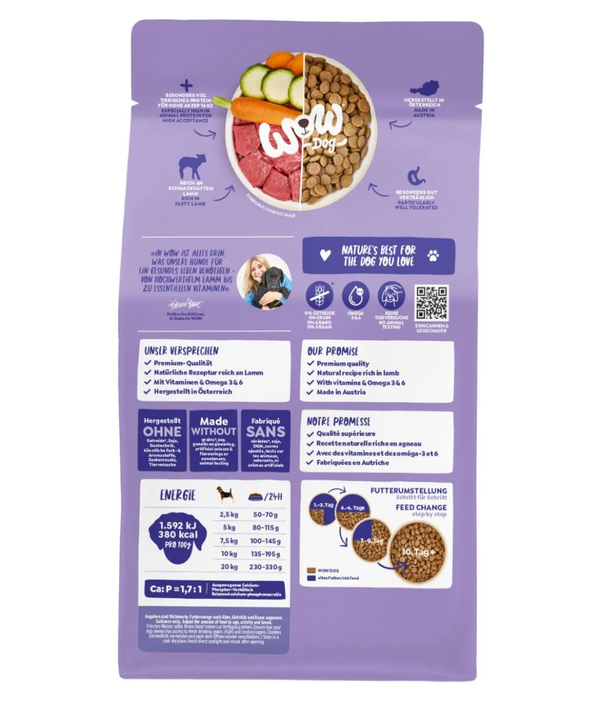 WOW® Trockenfutter für Hunde Adult, Lamm, 1 kg