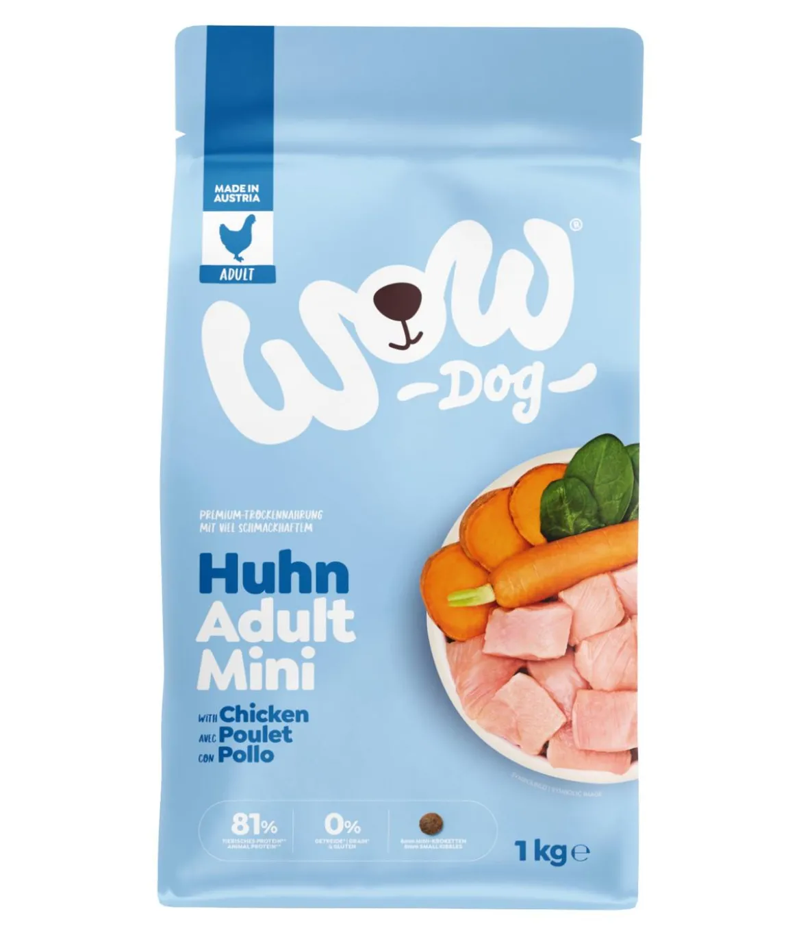 WOW® Trockenfutter für Hunde Mini Adult, Huhn
