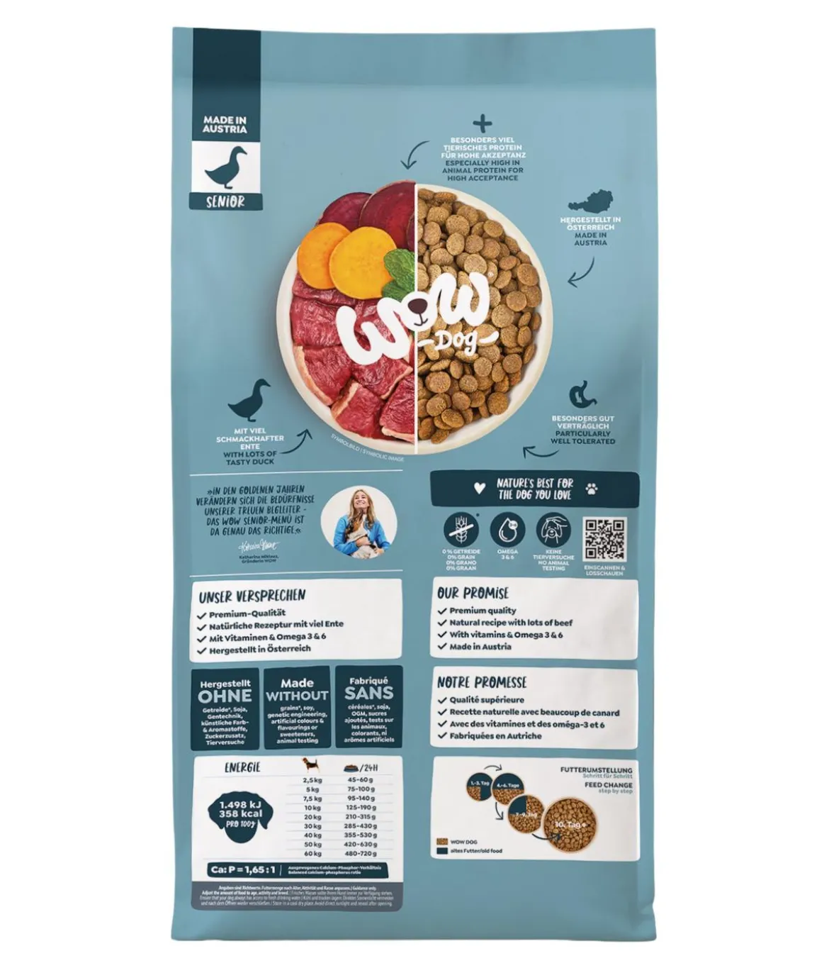 WOW® Trockenfutter für Hunde Mini Senior, Ente
