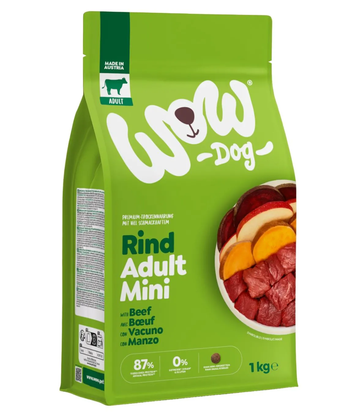 WOW® Trockenfutter für Hunde Mini Adult, Rind