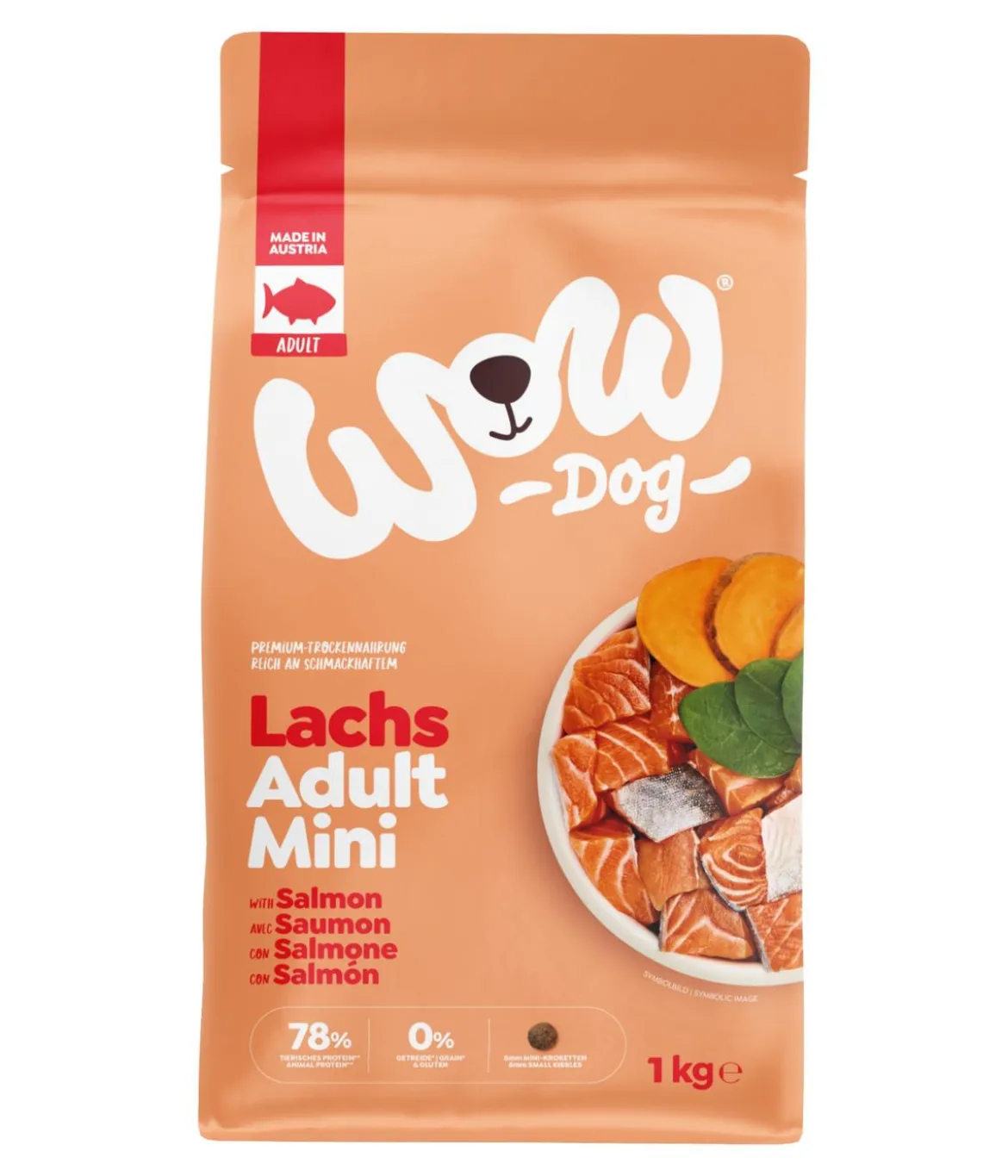 WOW® Trockenfutter für Hunde Mini Adult, Lachs