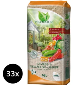 Ziegler Pro Natur BIO Gemüse- und Gewächshauserde, 33 x 70 Liter